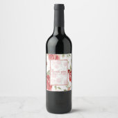 Rode roos met witte achtergrondprint wijn etiket (Voorkant)