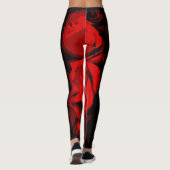 Rode Roos met Zwart Print-overal Leggings (Achterkant)
