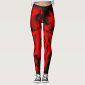 Rode Roos met Zwart Print-overal Leggings (Voorkant)