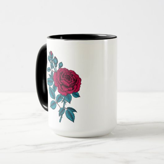 Rode roos mok (Voorkant links)