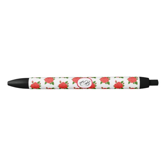 Rode Roos Monogram Zwarte Inkt Pen (Voorkant)