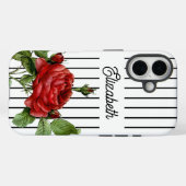Rode Roos Naam met Pinstripe Case-Mate iPhone Case (Achterkant (horizontaal))