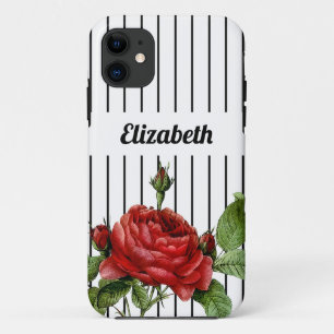 Rode Roos Naam met Pinstripe Case-Mate iPhone Case