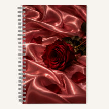 Rode Roos Notitieboek | Roze Satijn Romantisch Dag