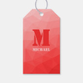 Rode roos ombre geometrisch mesh patroon Monogram Cadeaulabel (Voorkant)