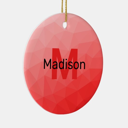 Rode roos ombre geometrisch mesh patroon Monogram Keramisch Ornament (Rechts)