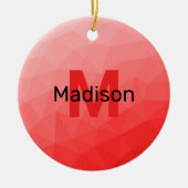 Rode roos ombre geometrisch mesh patroon Monogram Keramisch Ornament (Voorkant)