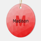 Rode roos ombre geometrisch mesh patroon Monogram Keramisch Ornament (Links)