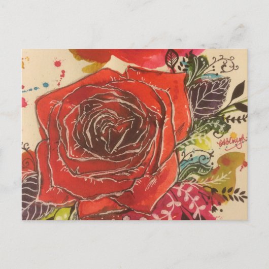 Rode roos ontwerp briefkaart (Voorkant)