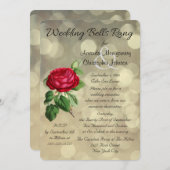 Rode Roos op Bokeh Lichten Post Bruiloftsreceptie Kaart (Voorkant / Achterkant)