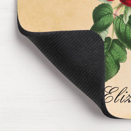  Rode Roos op Faux Tan Parchment Background Muismat