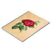  Rode Roos op Faux Tan Parchment Background Notitieboek (Linkerzijde)