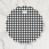 Rode Roos op Gingham Bruidsbruiloft Bedankjes Labels (Achterkant)