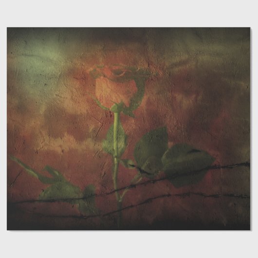 Rode roos op grijze achtergrond cadeaupapier (Vlak)