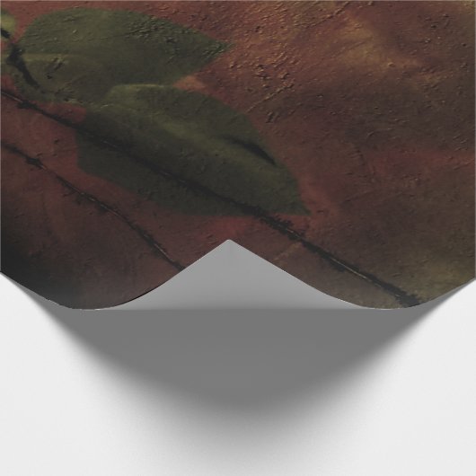 Rode roos op grijze achtergrond cadeaupapier (Hoek)