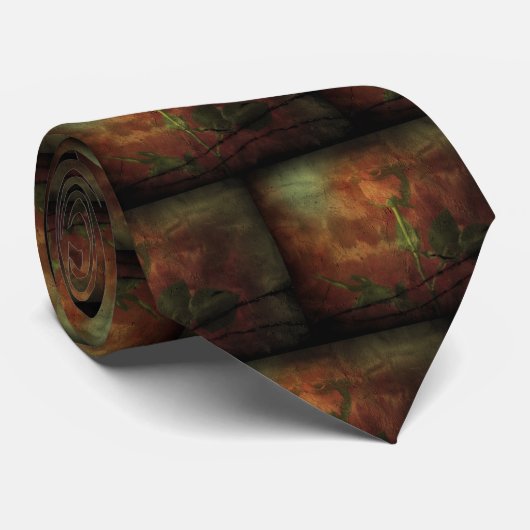 Rode roos op grijze achtergrond stropdas (Opgerold)