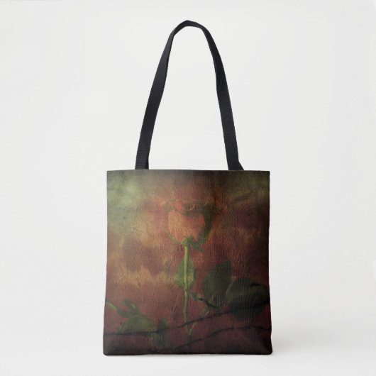 Rode roos op grijze achtergrond tote bag (Voorkant)