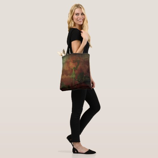 Rode roos op grijze achtergrond tote bag (Op model)