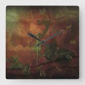 Rode roos op grijze achtergrond vierkante klok (Voorkant)