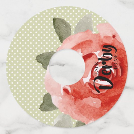 Rode Roos op Limoen Stippen Wijnglaslabel (Voorkant)