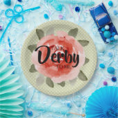 Rode roos op limoenkleurig gestippelde Derby papie Papieren Bordje (Feest)