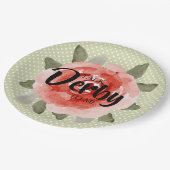 Rode roos op limoenkleurig gestippelde Derby papie Papieren Bordje (Gekanteld)