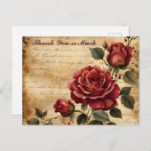 Rode Roos op Oude Perkament Dank U Briefkaart (Voorkant / Achterkant)