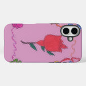 Rode roos op roze: Bloemen Border Art Print / Grap Case-Mate iPhone Case (Achterkant (horizontaal))