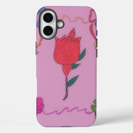 Rode roos op roze: Bloemen Border Art Print / Grap Case-Mate iPhone Case (Achterkant)