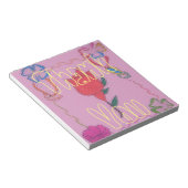 Rode roos op roze: Bloemen Border Art Print / Grap Notitieblok (Schuin)