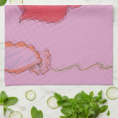 Rode roos op roze: Bloemen Border Art Print / Grap Theedoek (Gevouwen)