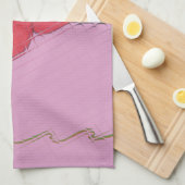 Rode roos op roze: Bloemen Border Art Print / Grap Theedoek (Quarter Fold)