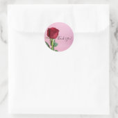 Rode Roos op Roze Elegant Romantisch Ronde Sticker (Tas)