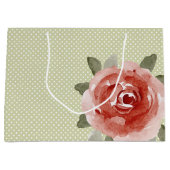 Rode Roos op Witte en Limoen Stippen GROTE Cadeauz Groot Cadeauzakje (Voorkant)