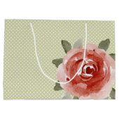 Rode roos op witte en limoenkleurige stippen GROED Groot Cadeauzakje (Achterkant)