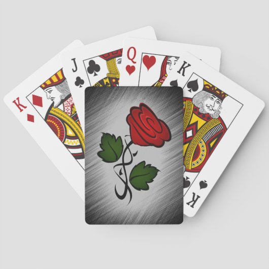 Rode Roos op Zwart Pokerkaarten (Achterkant)