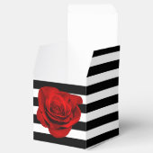 Rode Roos op Zwart Wit Streep Bruiloft Party Favor Bedankdoosjes (Geopend)