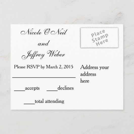 Rode Roos op Zwart Wit Strepen Bruiloft RSVP Kaart (Achterkant)