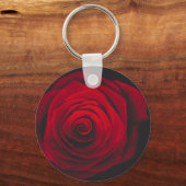 Rode roos op zwarte achtergrond vintage-effect sleutelhanger (Voorkant)
