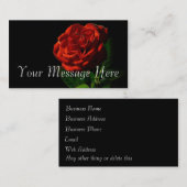 Rode Roos op Zwarte Bloemen Visitekaartje (Voorkant / Achterkant)