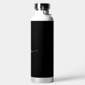 Rode Roos Op Zwarte En Gouden Monogram Waterfles (Links)