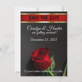 Rode Roos op Zwarte Huwelijk Save The Date