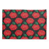 Rode roos op zwarte Kussensloop (Achterkant)