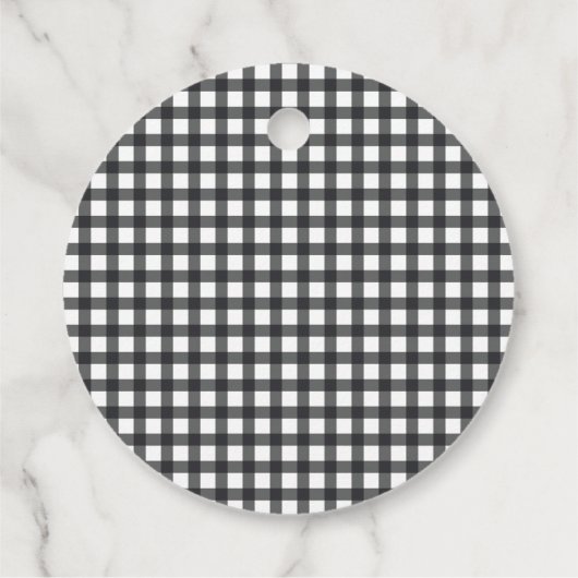 Rode Roos op Zwarte Witte Gingham Bruidsdouche Bedankjes Labels (Achterkant)