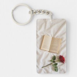 Rode Roos & Open Boek Esthetische Sleutelhanger