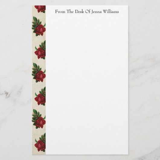 Rode roos patroon briefpapier (Voorkant)