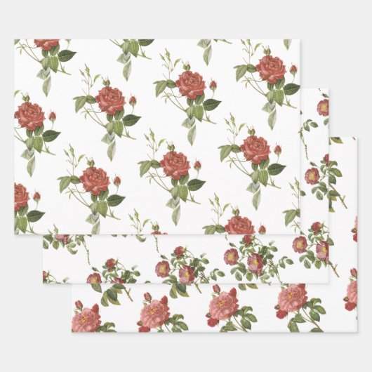 Rode Roos Patroon Inpakpapier Vel (Set)