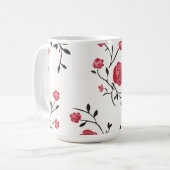 Rode roos patroon koffiemok (Voorkant links)