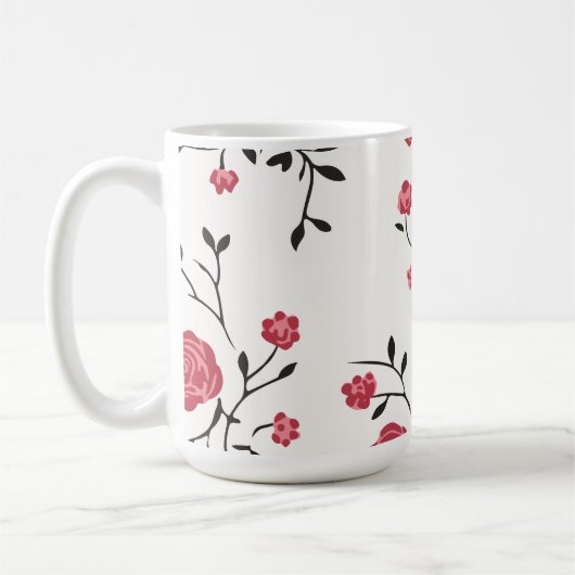 Rode roos patroon koffiemok (Links)