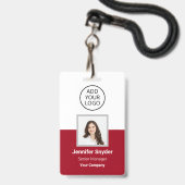 Rode Roos, Personeelsfoto ID met QR-code, Bedrijf Badge (Voorzijde met lanyard)